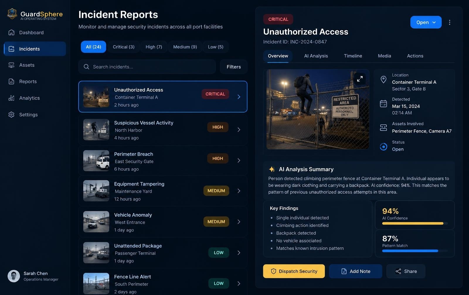 GuardSphere incident reporting